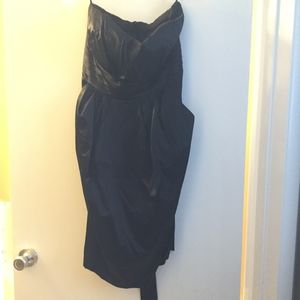 Short black tie back pocket dress